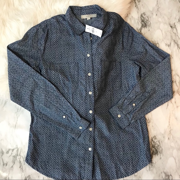 Ann Taylor Loft | Delicate Diamond Softened Shirt - Picture 2 of 6